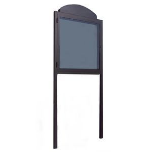 painel informativo com pés altos