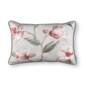 almofada retangular / com padrão floral / em algodão / em linho