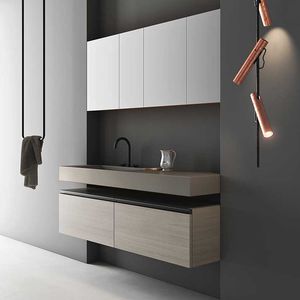 gabinete de banheiro suspenso / em madeira / contemporâneo / em kit