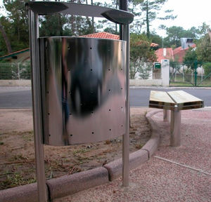 lixeira pública / em aço inox / contemporânea / com cinzeiro