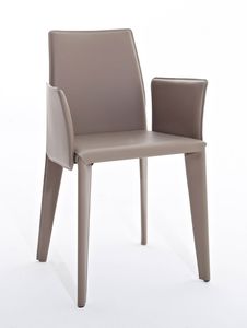 poltrona contemporânea / em couro / em aço / com braços