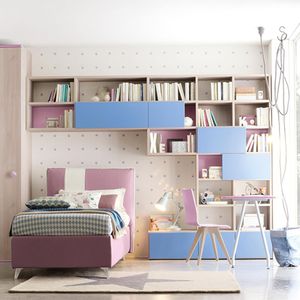 quarto infantil azul / violeta / em madeira lacada / unissexo