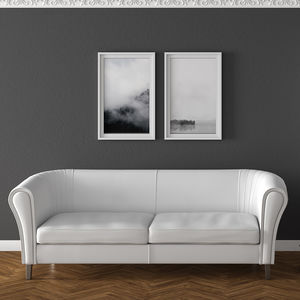 sofá contemporâneo / em couro / em madeira / da linha comercial
