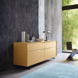 buffet aparador contemporâneo / em madeira lacada / em metal lacado / amarelo