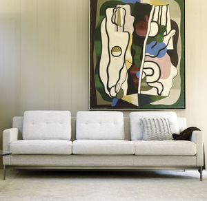 sofá contemporâneo / em tecido / em couro / da linha comercial
