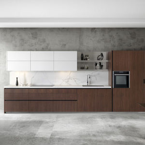 cozinha contemporânea / em madeira / em aço inoxidável