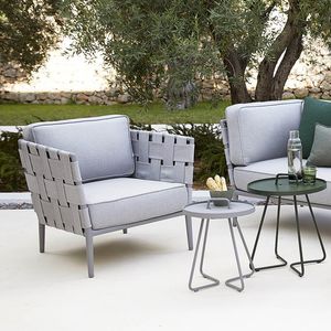 poltrona contemporânea / em tecido / cinza / de jardim
