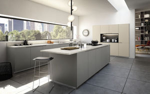cozinha contemporânea / em mármore / em madeira / com ilha