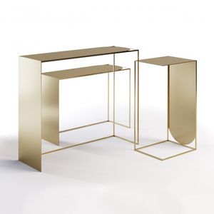 expositor com mesa / em aço / para salão de beleza