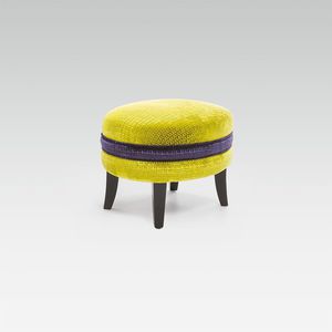 puff contemporâneo / em tecido / em madeira / redondo