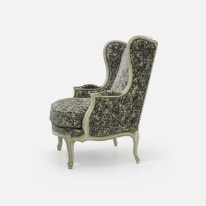 poltrona de estilo Luís XV / em faia / em tecido / de orelhas
