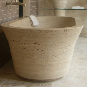 banheira freestanding / oval / em travertino