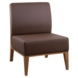 poltrona baixa contemporânea / em tecido / em madeira / marron
