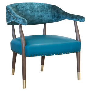 poltrona contemporânea / em tecido / em madeira / azul