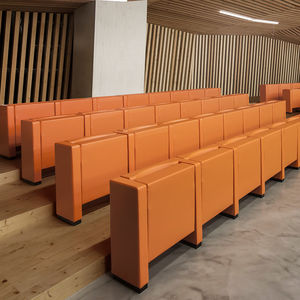 poltrona de auditório contemporânea / em espuma de poliuretano / com prancheta / dobrável