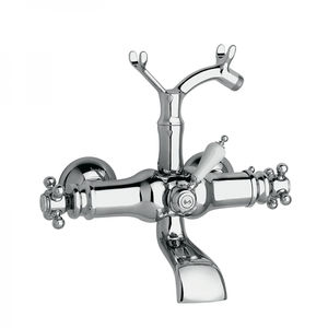misturador bicomando para box de banheiro / para banheira / de parede / em metal cromado