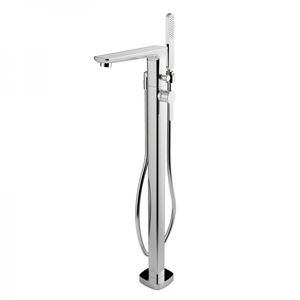 misturador monocomando para banheira / de piso / em metal cromado / 1 orifício