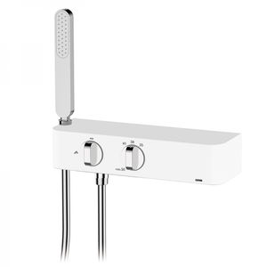 misturador bicomando para box de banheiro / de parede / em metal cromado / termostático