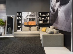 sofá modular / contemporâneo / em tecido / com compartimento de arrumação