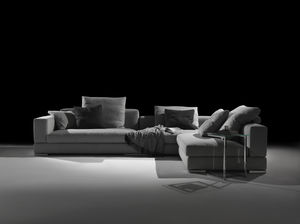 sofá modular / contemporâneo / em tecido / cinza