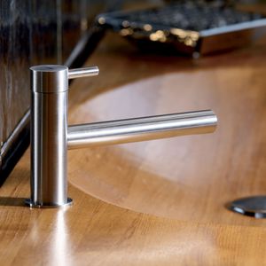 misturador monocomando para lavatório / em aço inoxidável / 1 furo