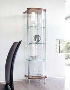 vitrina contemporânea / em vidro / em madeira / com iluminação
