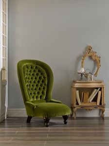 poltrona clássica / em veludo / com encosto alto / verde