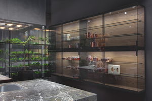 armário de organização para cozinha contemporâneo / em madeira / em vidro