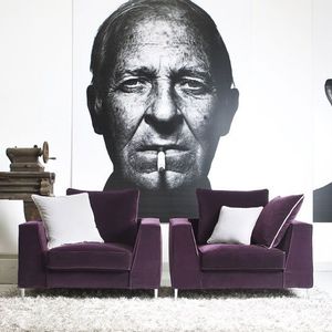 poltrona contemporânea / em tecido / em couro / com almofada removível