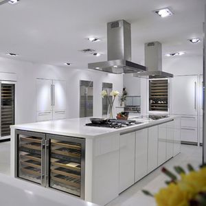 tampo de bancada em Solid Surface / em mármore / para cozinha / branco