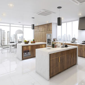 tampo de bancada em Solid Surface / para cozinha / cinza