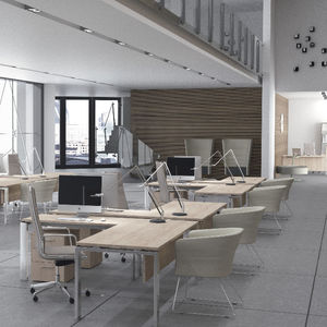 secretária para open space / em madeira / contemporânea / da linha comercial
