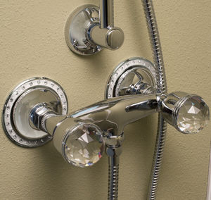 misturador bicomando para box de banheiro / de parede / metálico / em cristal Swarovski®