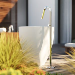misturador monocomando para lavatório / de piso / em aço inoxidável / para ambiente externo
