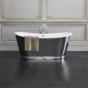banheira de piso / oval / em compósito / em inox
