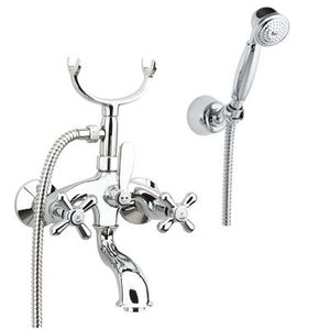 misturador bicomando para box de banheiro / para banheira / de parede / em metal cromado