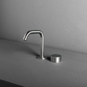 misturador monocomando para lavatório / de embutir / em aço inox / 2 furos