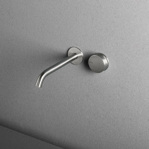 misturador monocomando para lavatório / de embutir / em aço inox / 2 furos