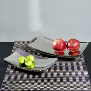 bandeja de servir em aço inoxidável