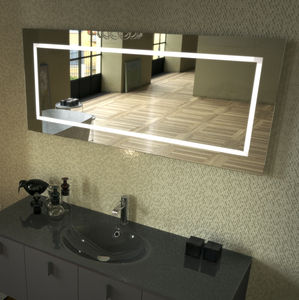 epelho para banheiro de parede / com iluminação LED / contemporâneo / retangular
