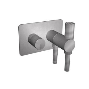 misturador monocomando para lavatório / de embutir / em aço inoxidável / termostático