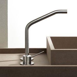 misturador monocomando para lavatório / em inox / 2 furos / modelo alto