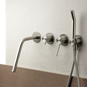 misturador monocomando para banheira / de parede / embutido / em inox