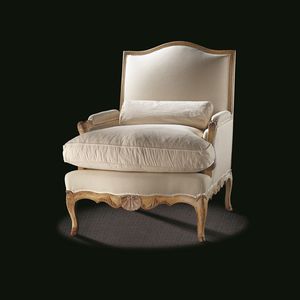 poltrona de estilo / em tecido / em madeira / com apoio para pés