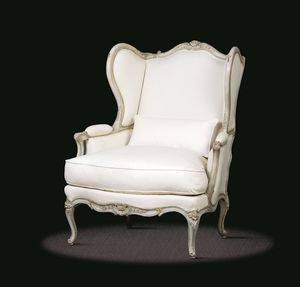 poltrona de estilo Luís XV / em madeira / em tecido / de orelhas