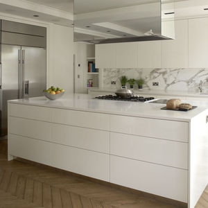 cozinha contemporânea / em inox / em laminado / com ilha