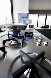 cozinha contemporânea / em laminado / em U / lacada