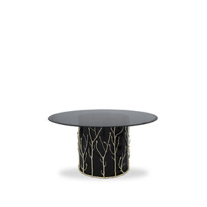 mesa de jantar design original / em vidro temperado / em latão / redonda