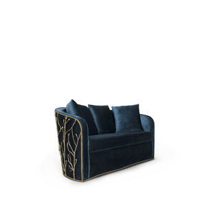 sofá contemporâneo / em veludo / em latão / de 2 lugares