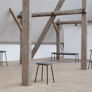 banqueta contemporânea / em carvalho / em aço / da linha comercial